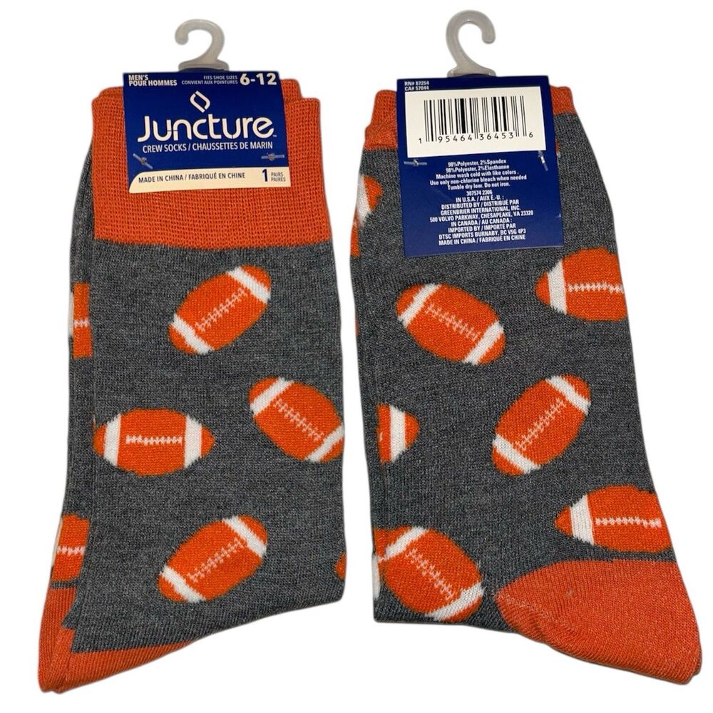 1x Juncture Mens Crew Socks Football Size 6-12
